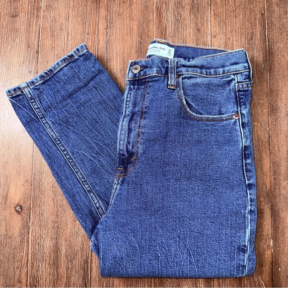 Abercrombie & Fitch Slim Straight Ultra High Rise Jeans dark blue LONG - Picture 7 of 16